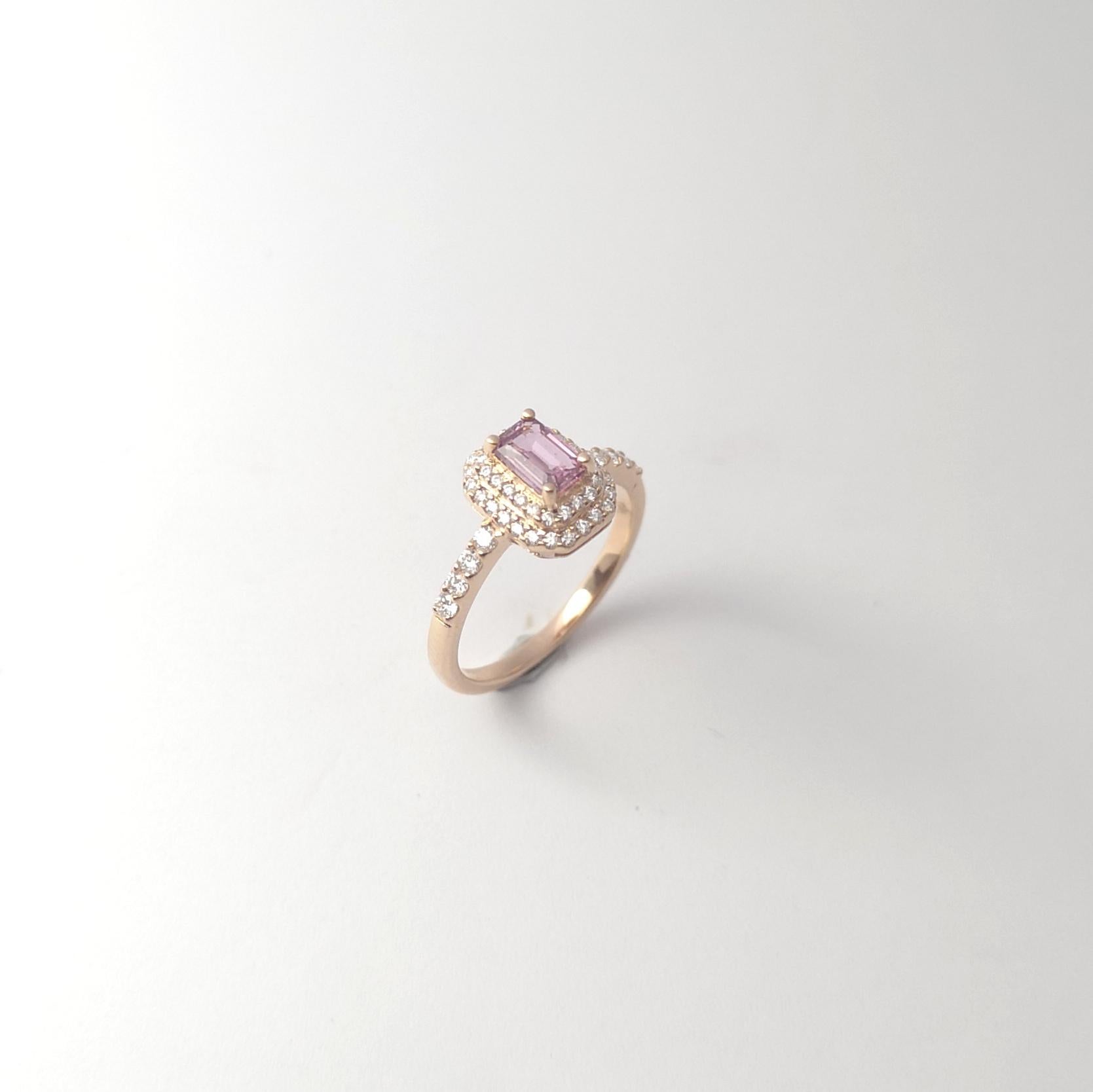 Padparadscha mit Diamantring aus 18 Karat Roségold in Fassungen im Angebot 9