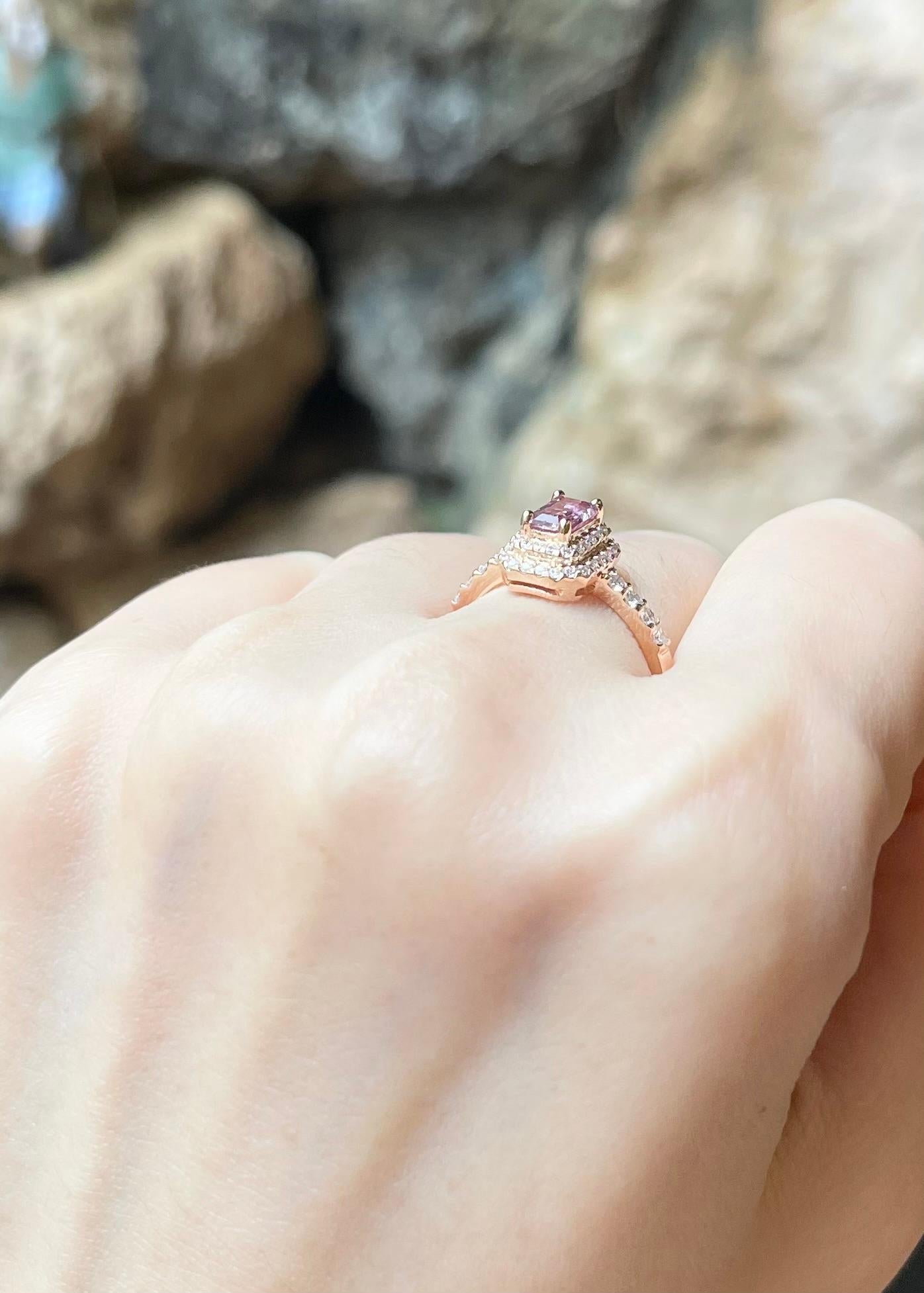 Padparadscha mit Diamantring aus 18 Karat Roségold in Fassungen Damen im Angebot