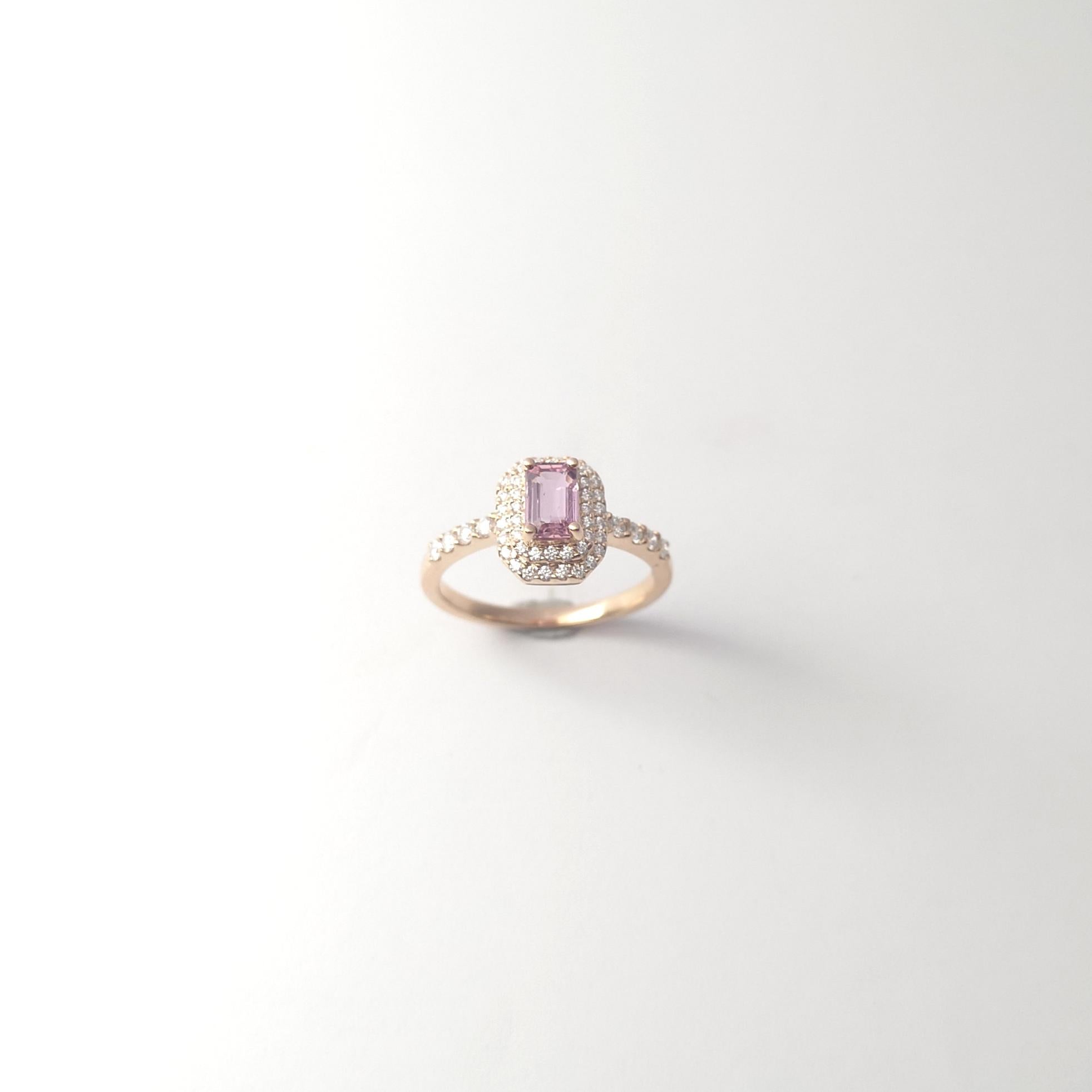 Padparadscha mit Diamantring aus 18 Karat Roségold in Fassungen im Angebot 2