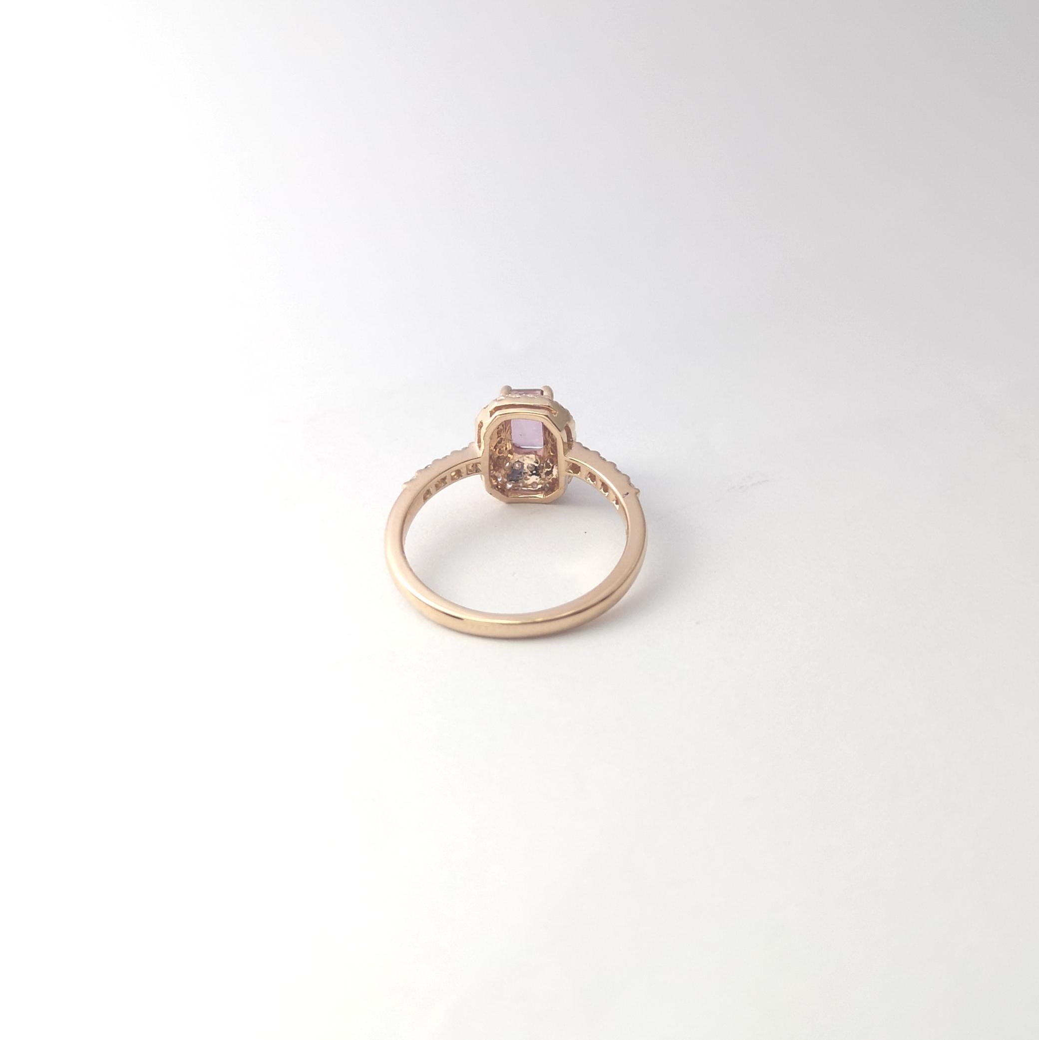Padparadscha mit Diamantring aus 18 Karat Roségold in Fassungen im Angebot 3