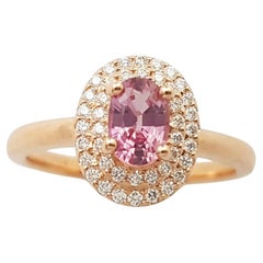 Padparadscha with Diamond Ring set in 18K Rose Gold Settings