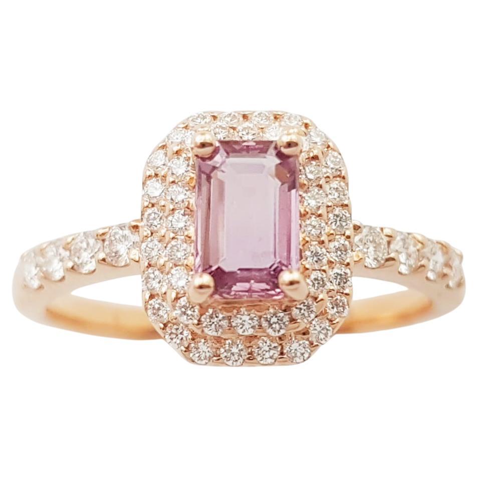 Padparadscha with Diamond Ring set in 18K Rose Gold Settings