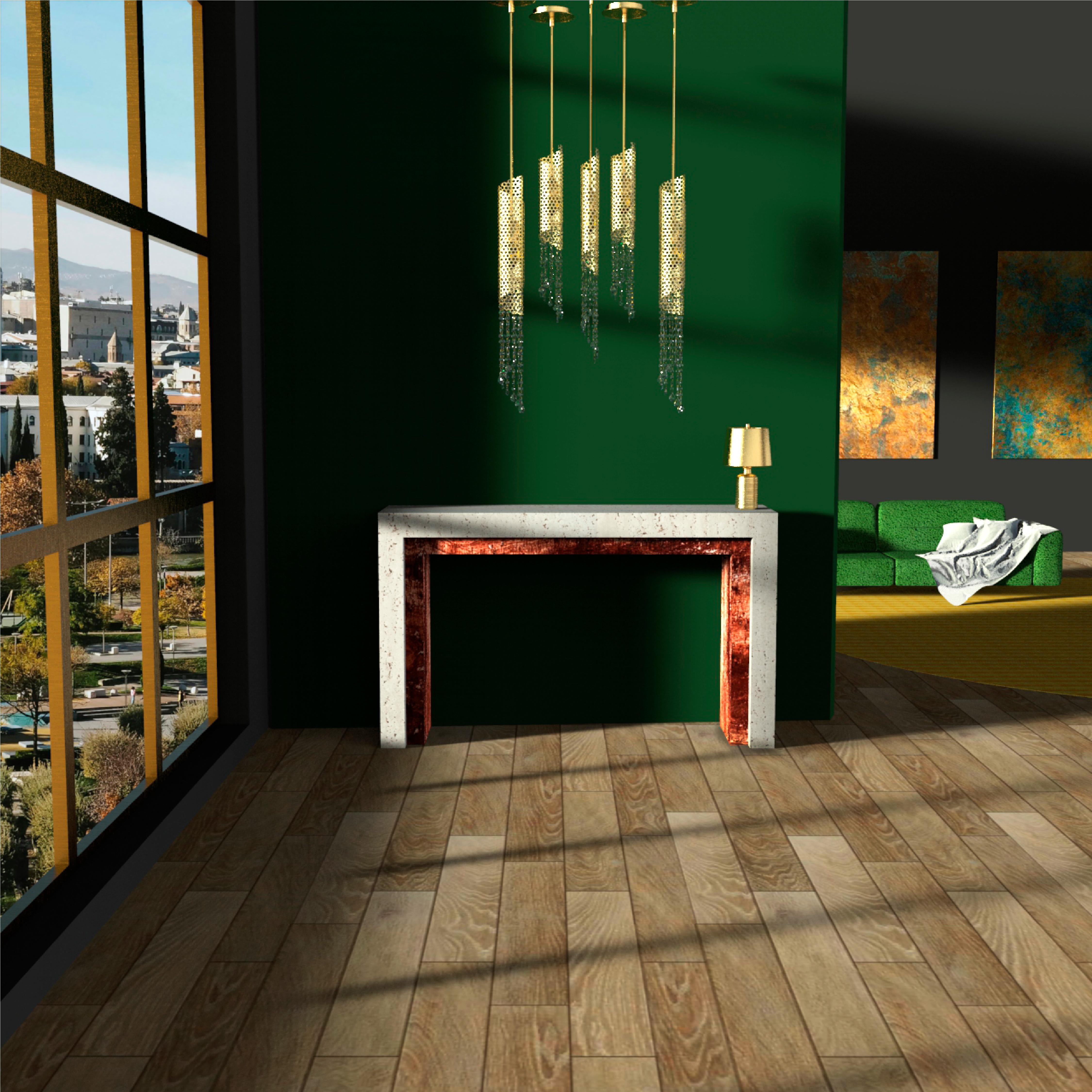 Padua Table console en marbre travertin Design contemporain Marbre italien Meddel en vente 3