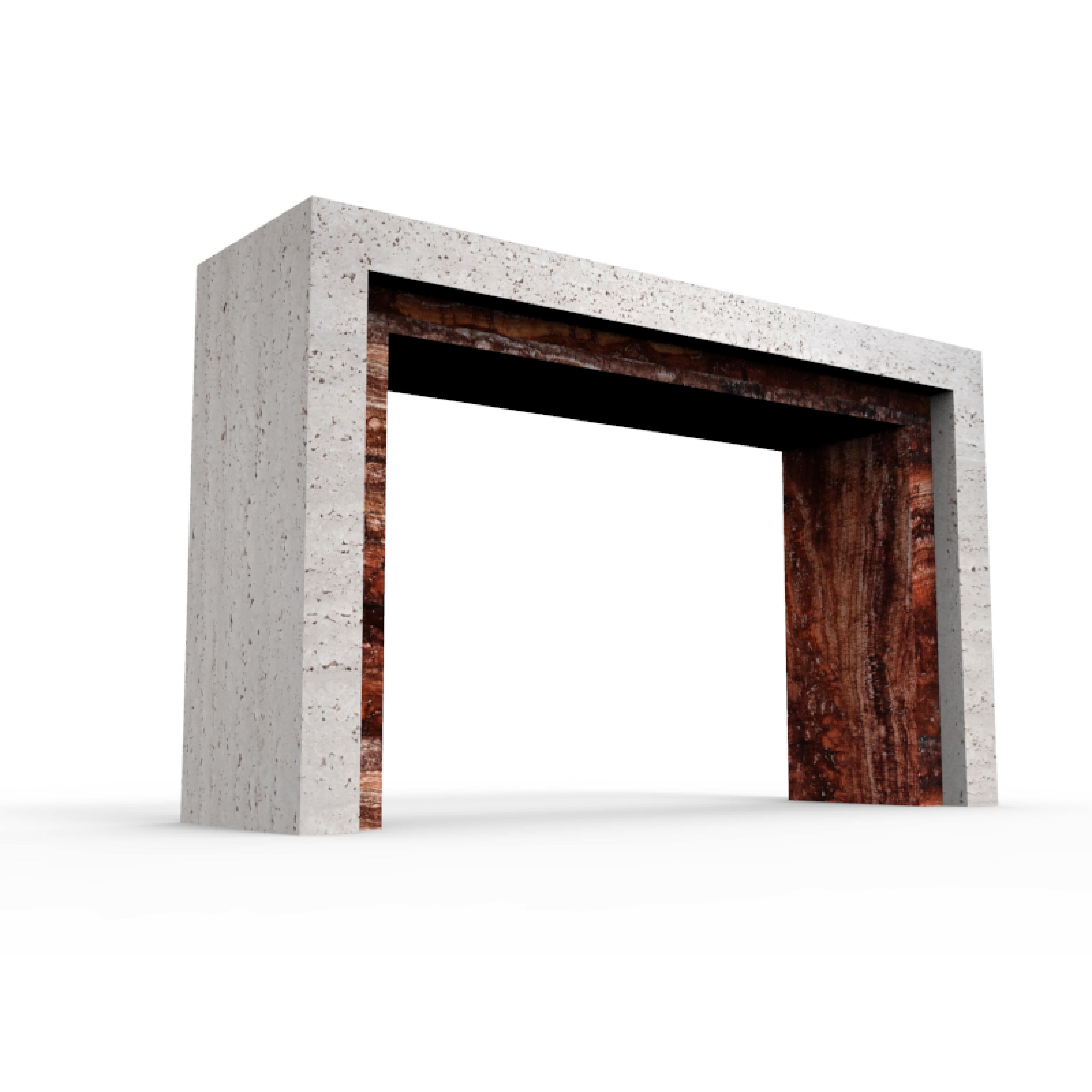 Padua Table console en marbre travertin Design contemporain Marbre italien Meddel en vente 4