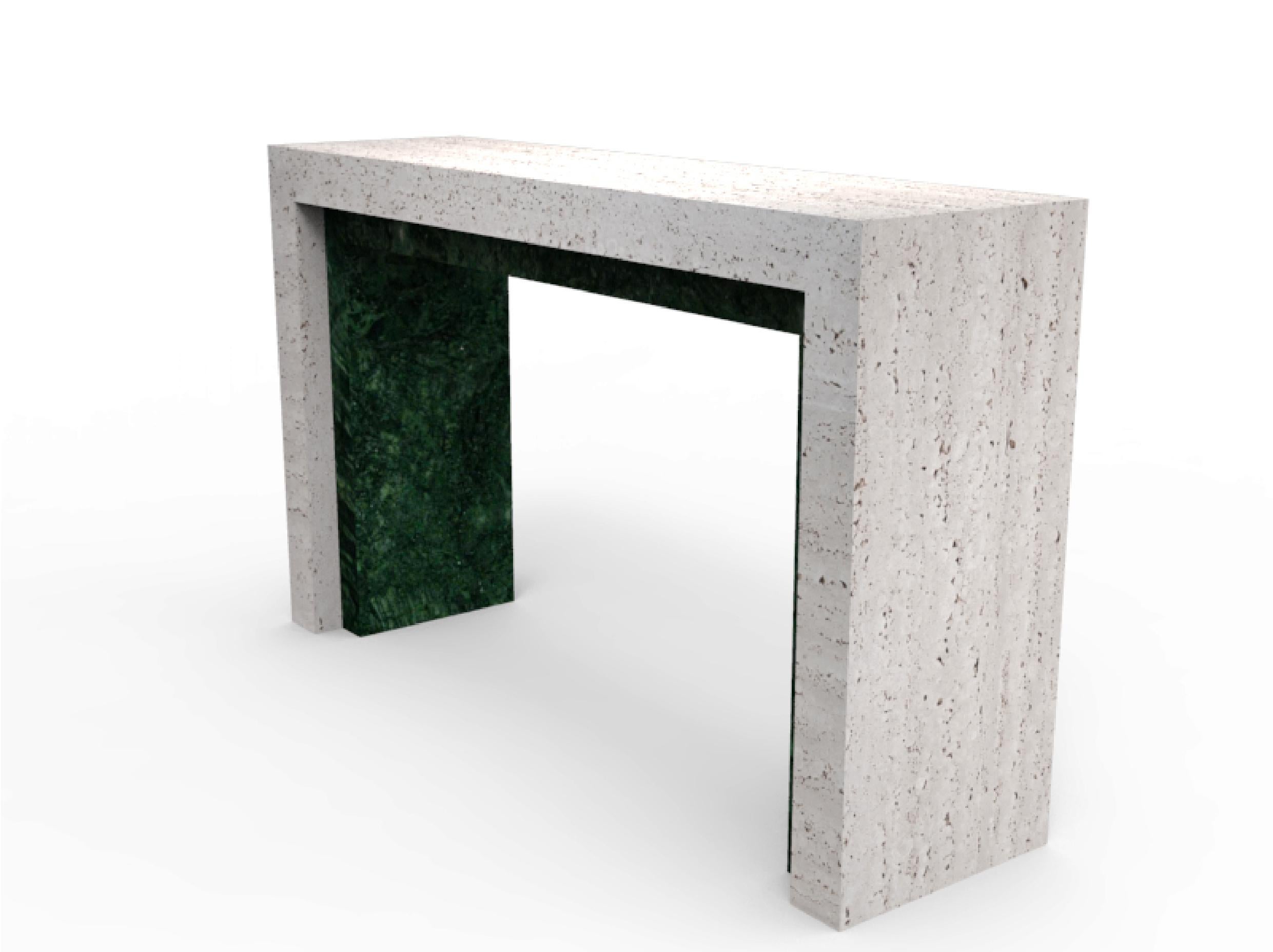 Padua Table console en marbre travertin Design contemporain Marbre italien Meddel
La console Padua est une incarnation frappante du design contemporain, mêlant l'élégance intemporelle à la beauté brute de la pierre naturelle. Fabriqué en forme de U
