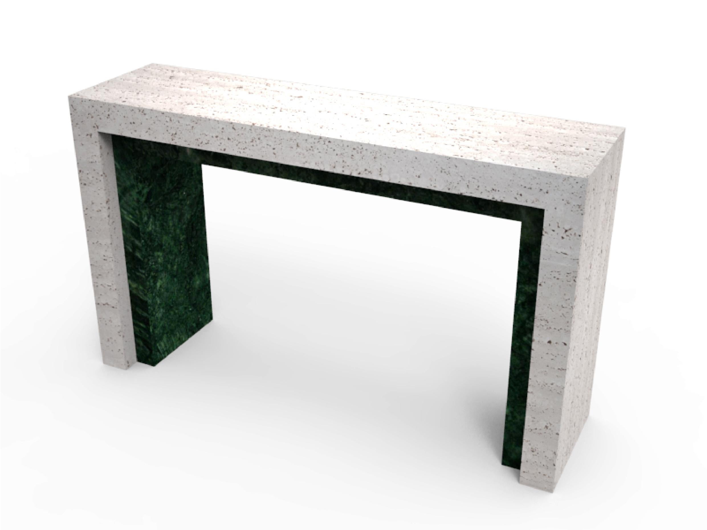 Moderne Padua Table console en marbre travertin Design contemporain Marbre italien Meddel en vente