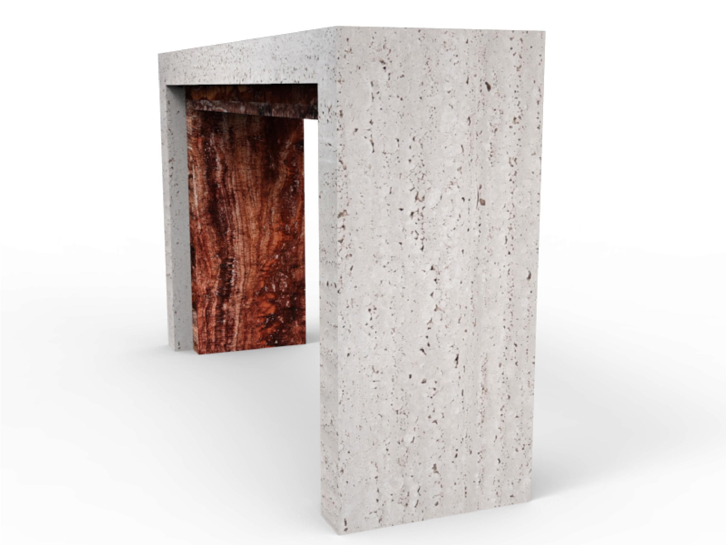 Fait main Padua Table console en marbre travertin Design contemporain Marbre italien Meddel en vente