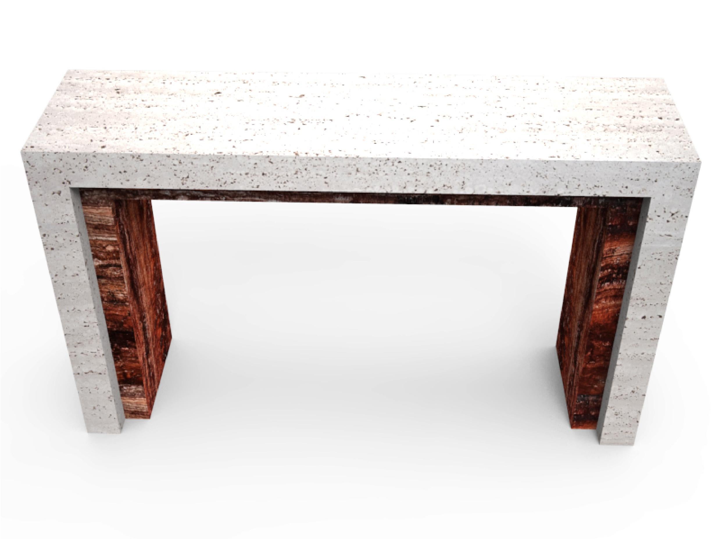 Padua Table console en marbre travertin Design contemporain Marbre italien Meddel Neuf - En vente à VALVERDE DEL MAJANO, CL