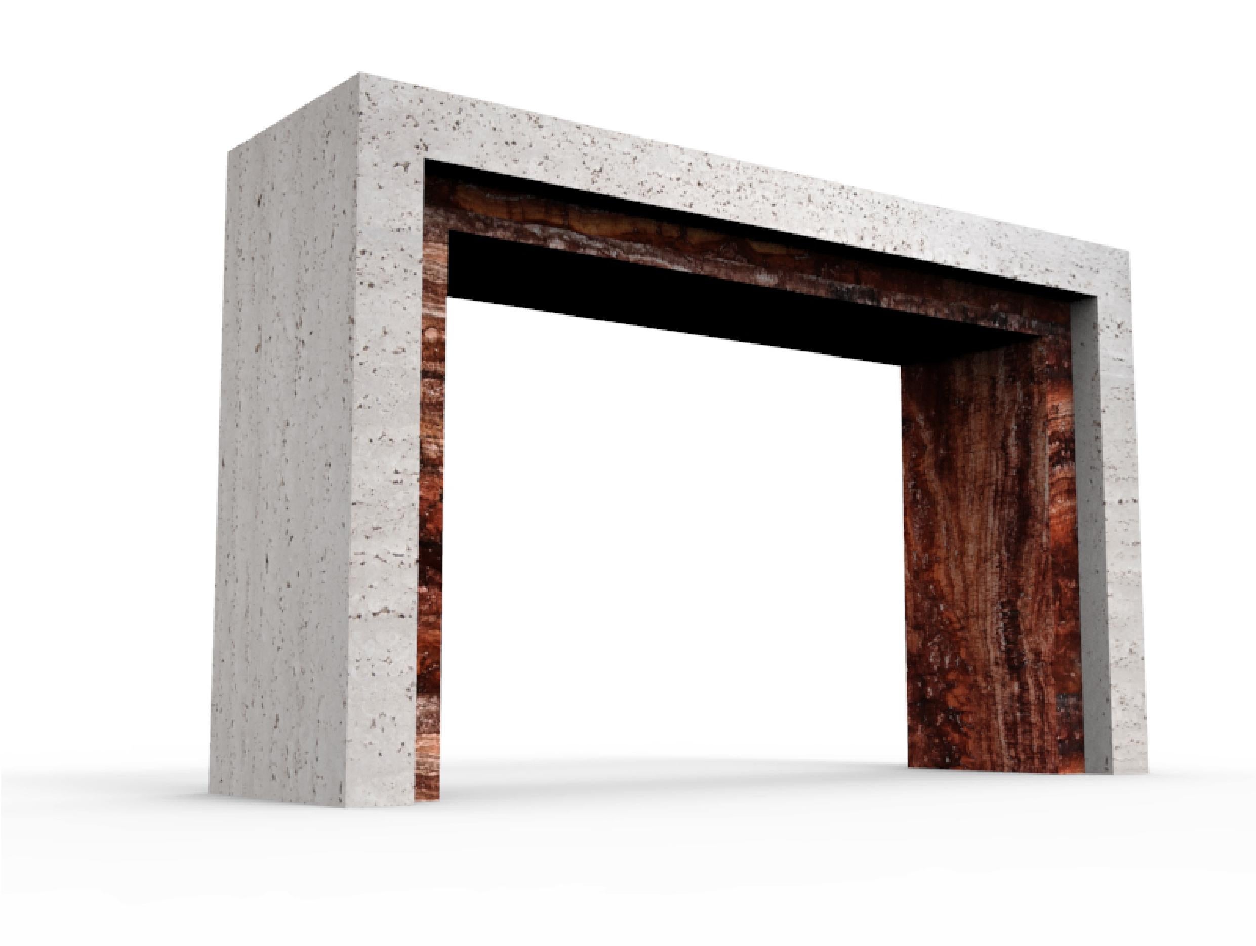 Travertin Padua Table console en marbre travertin Design contemporain Marbre italien Meddel en vente