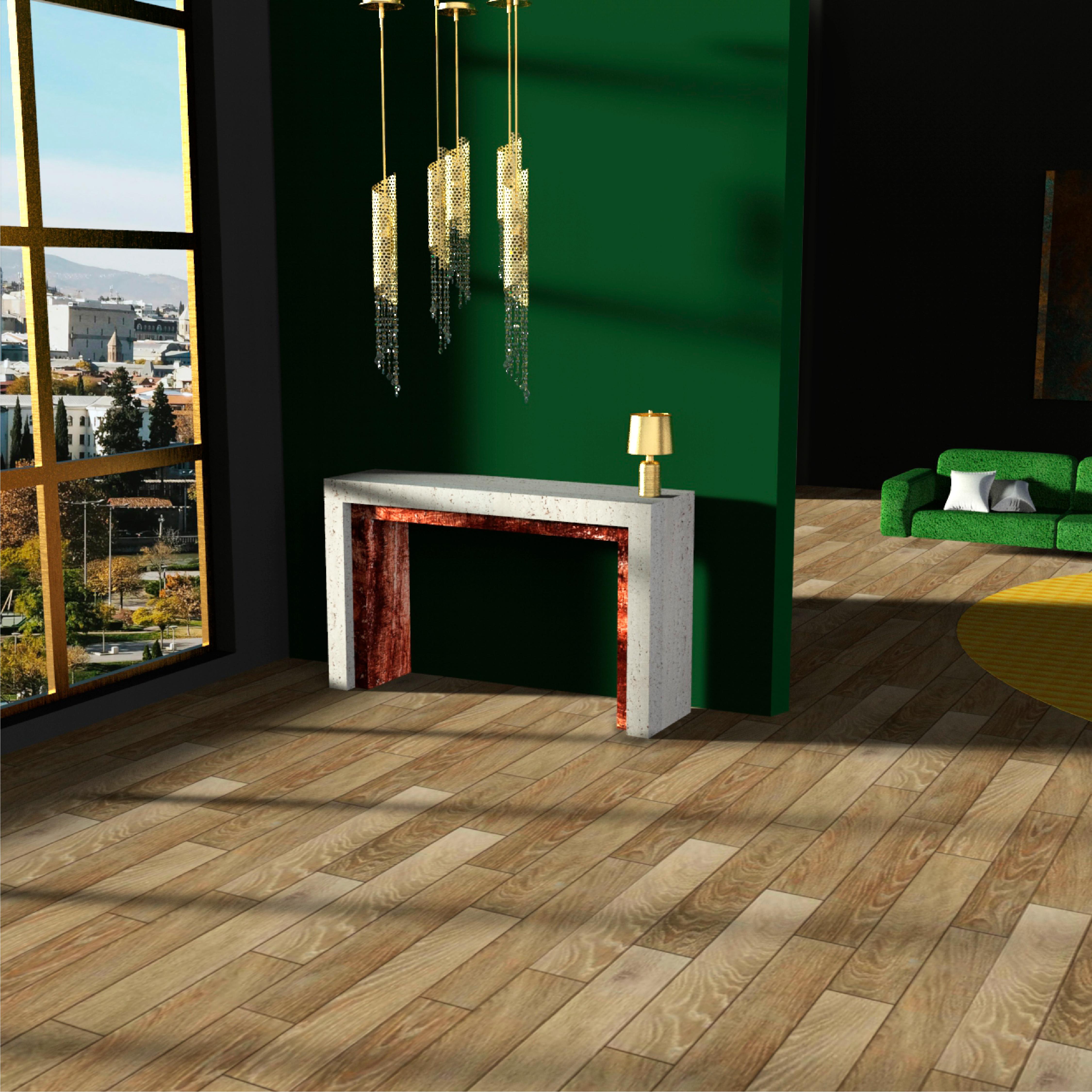 Padua Table console en marbre travertin Design contemporain Marbre italien Meddel en vente 1
