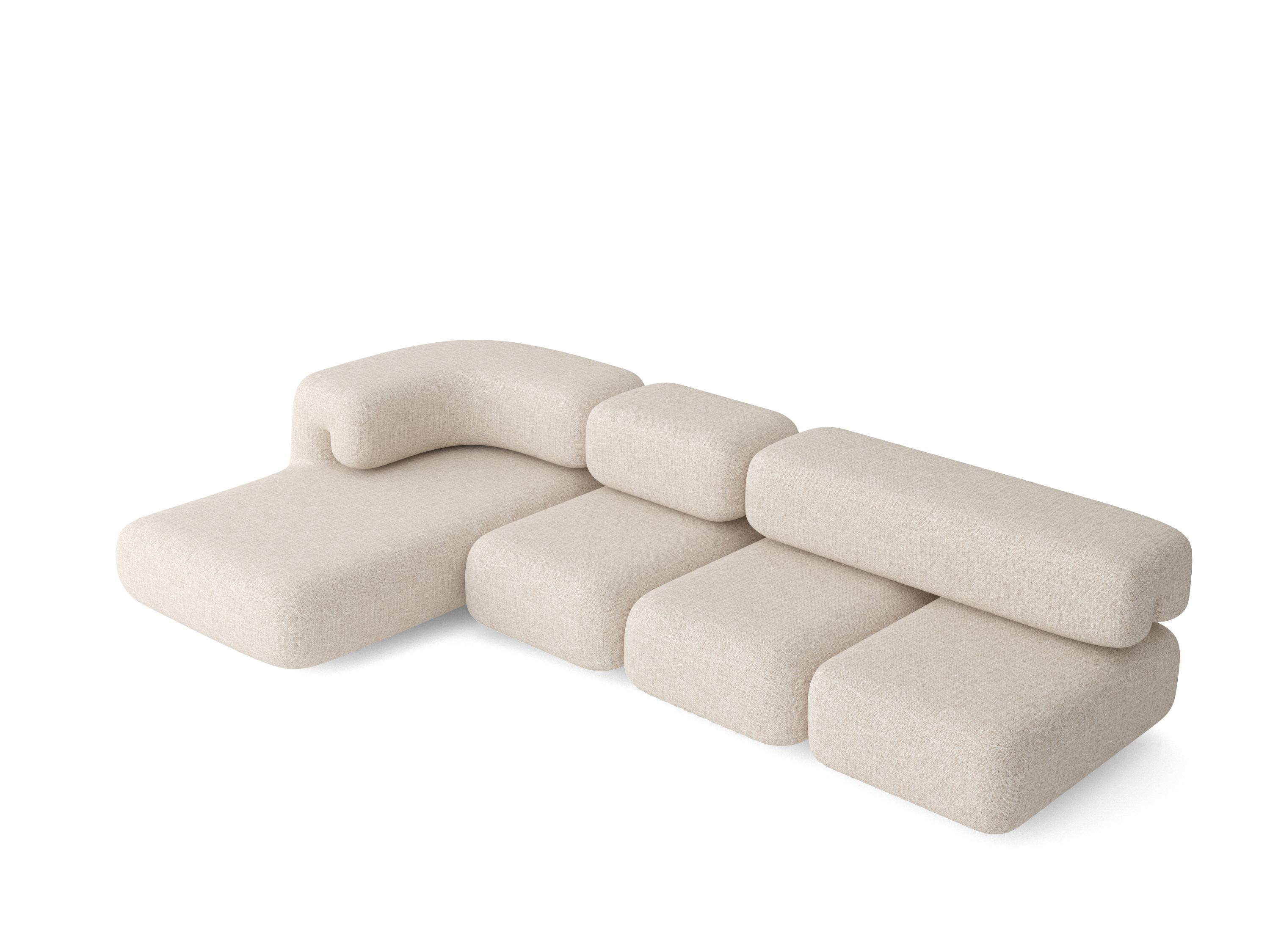 Padun sofa set 3 by Faina
Set: PADUN С, PADUN 1, PADUN 2, PADUN 4.1
Design: Victoriya Yakusha
Materials: : textile, Foam rubber, Sintepon, Wood 
Dimensions: 340 x 195 x H 90 cm, seat depth 65cm

In search of new-old design messages, Victoria Yakusha