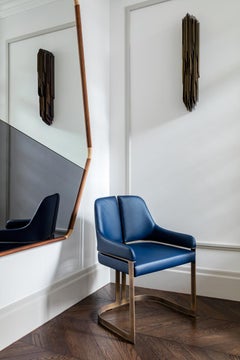 Padus Dining Chair with Bronze Patina Finish, Contemporary, Art Deco Inspired