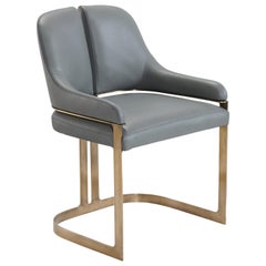 Padus Dining Chair with Bronze Patina Finish, Contemporary, Art Deco Inspired