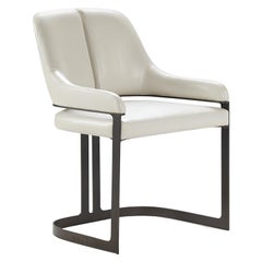 Padus Dining Chair with Bronze Patina Finish, Contemporary, Art Deco Inspired