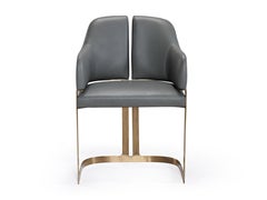 Padus Host Dining Chair with Arm, Bronze Patina, Contemporary, Art Deco Inspired