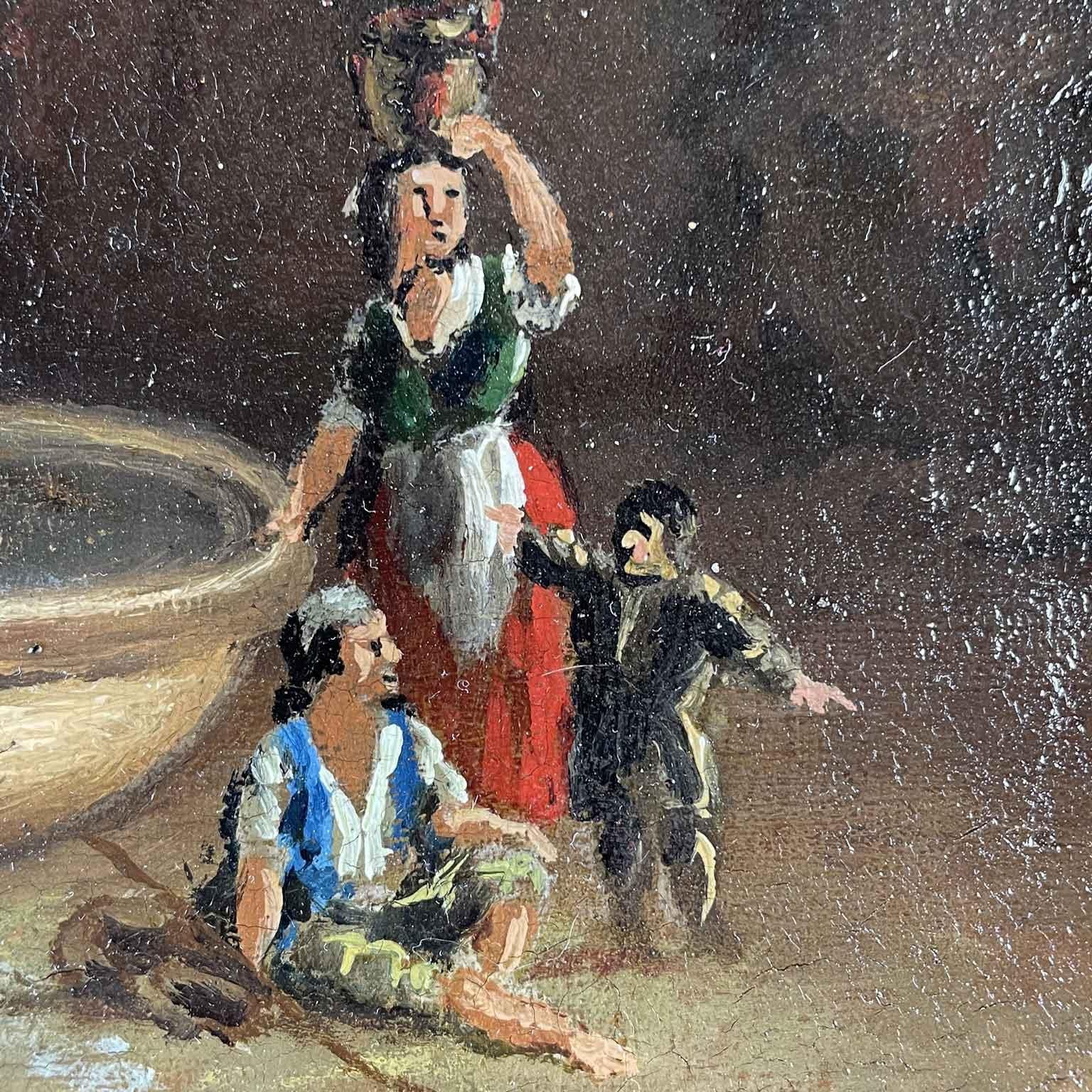 Arcadian Landscape With Fountain By Venetian Rococo Painter Giuseppe Zais 1850s In Good Condition For Sale In Milano, MI
