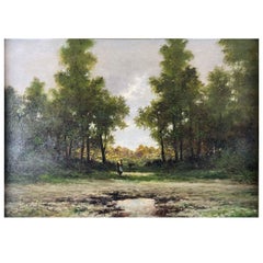 Paesaggio Con Alberi Del Pittore Italiano Gigi Comolli 1950 Circa