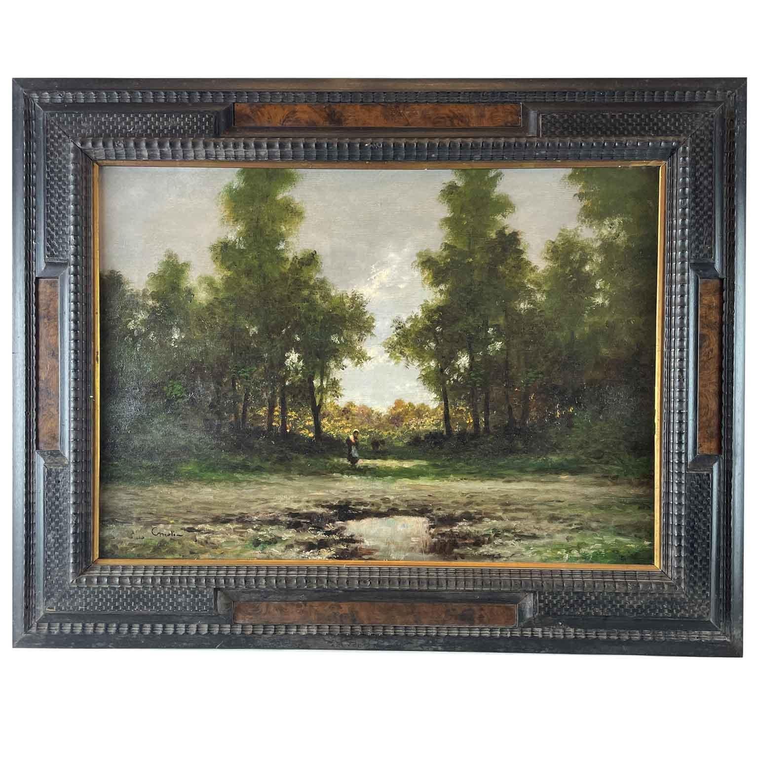 Paesaggio Con Alberi Del Pittore Italiano Gigi Comolli 1950 Circa