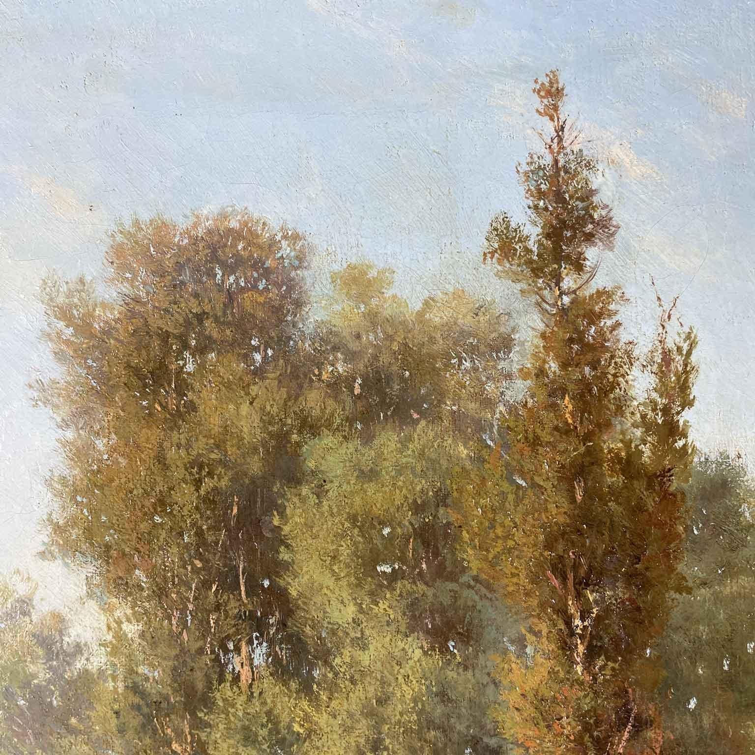 19th Century Countryside Landscape with Shepherds and Sheep by Silvio Poma circa 1890 Italian For Sale