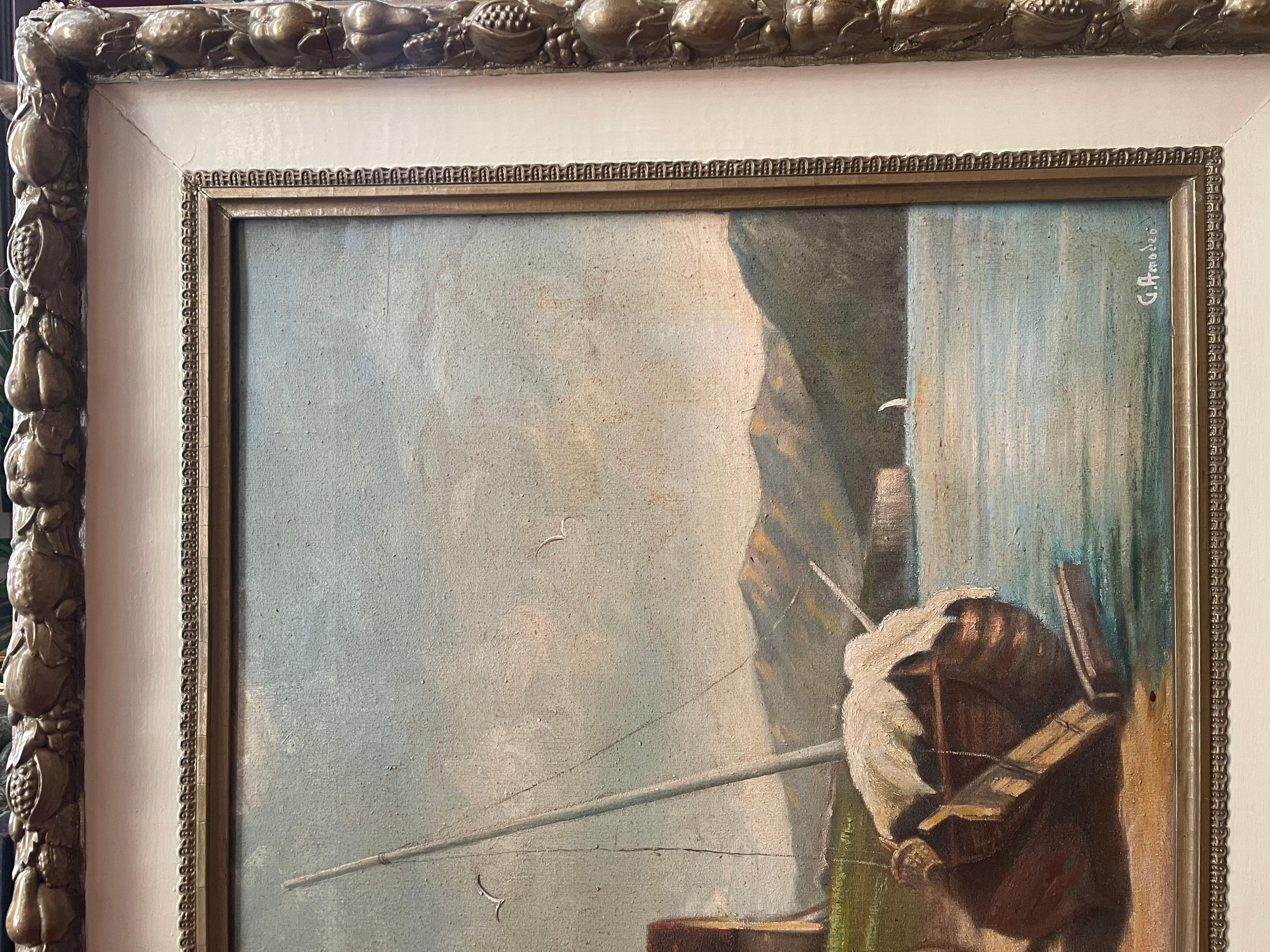 Early 20th Century Paesaggio dipinti a mano olio su tela  en vente