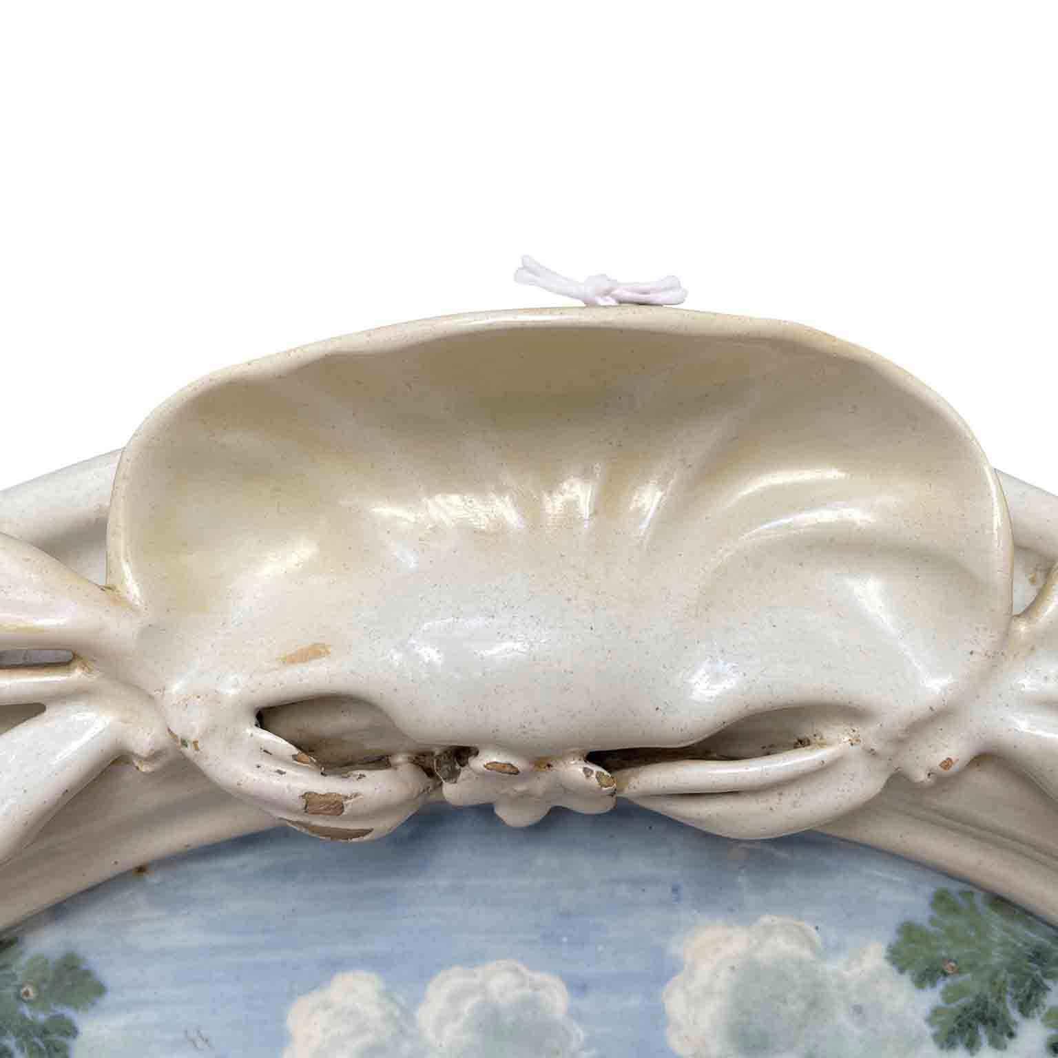 Paesaggio Dipinto su Maiolica Italiana um 1750 Ovale Wandtafel Veneta (Handbemalt) im Angebot