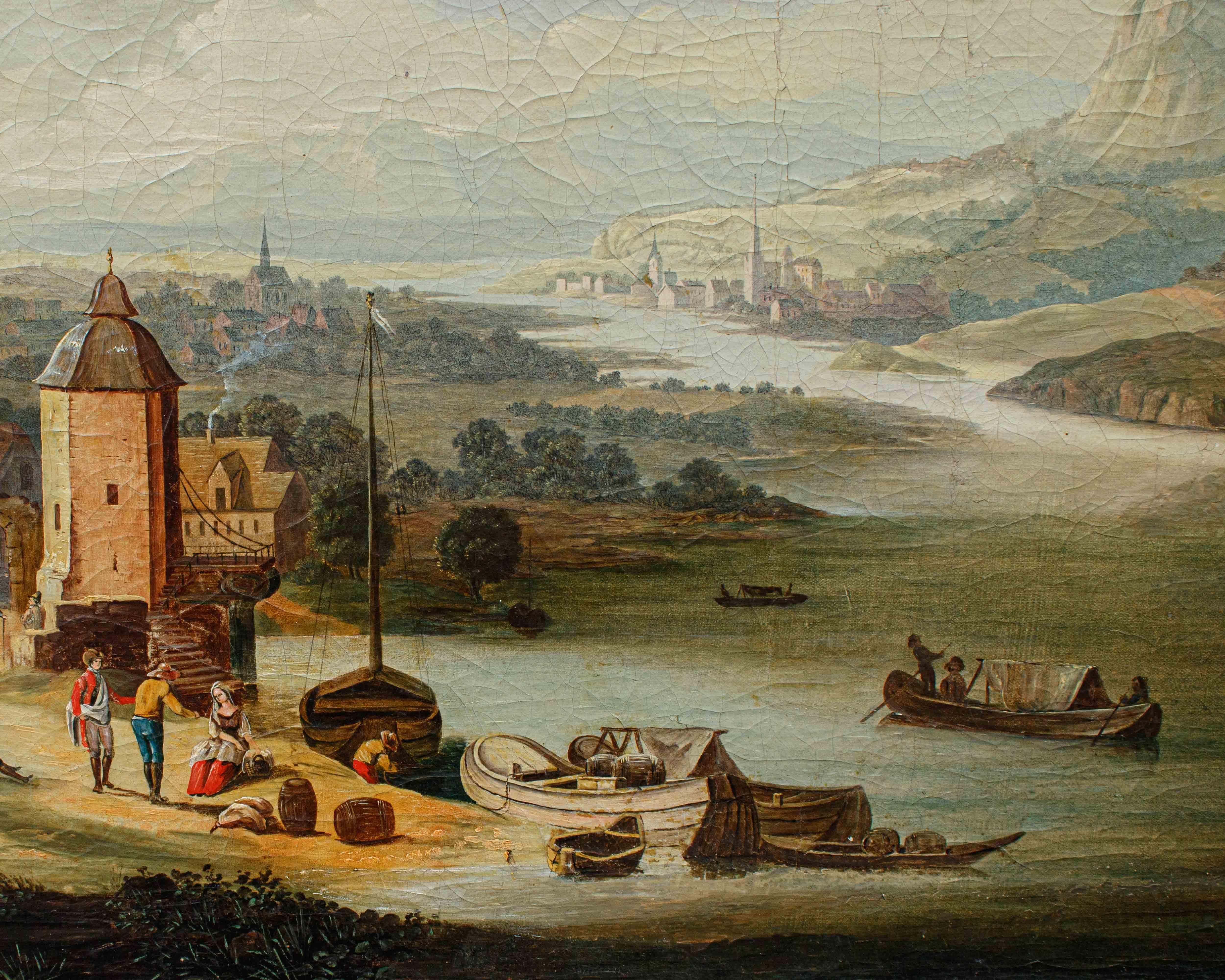 Paysage fluvial fin du 18e siècle - début du 19e siècle en vente 5