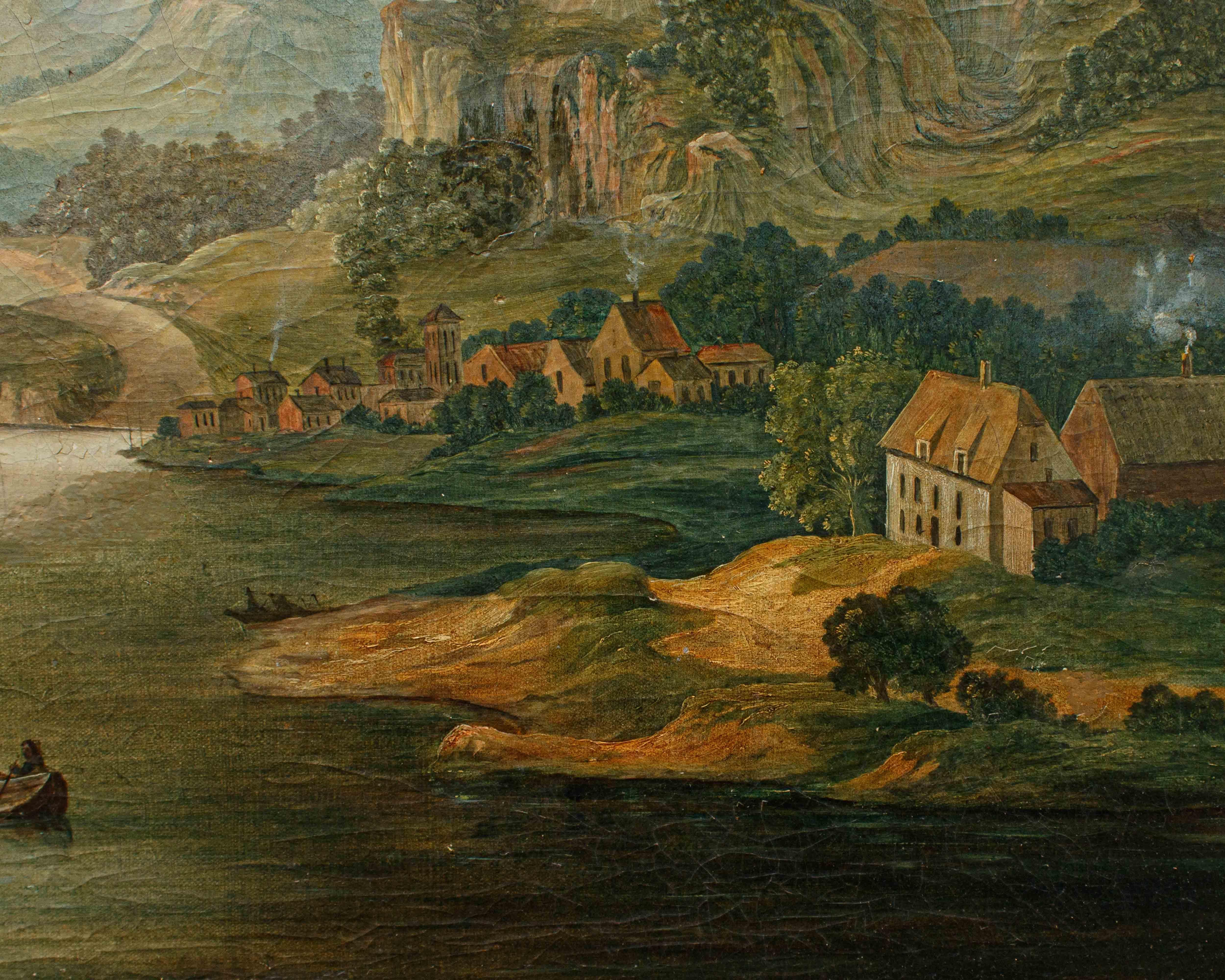 Paysage fluvial fin du 18e siècle - début du 19e siècle Bon état - En vente à Milan, IT