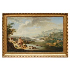 Antique River landscape of late 18th century - early 19th century