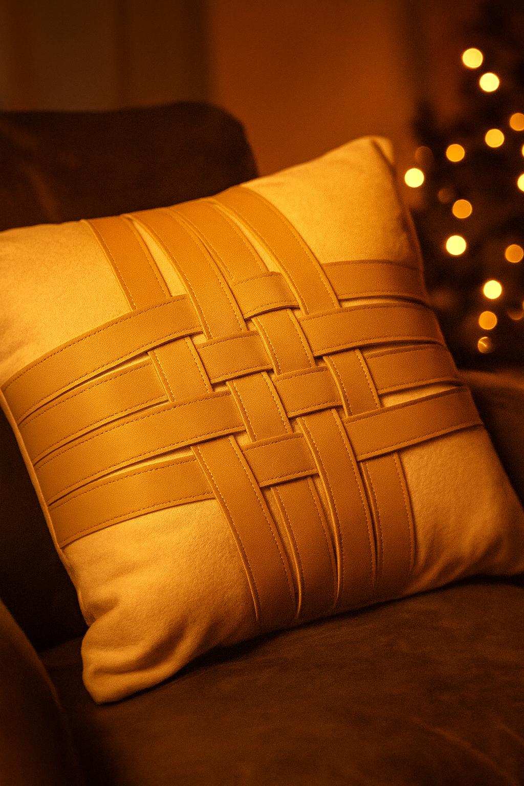 italien PAESANA - Coussin en cachemire - Brun caramel en vente