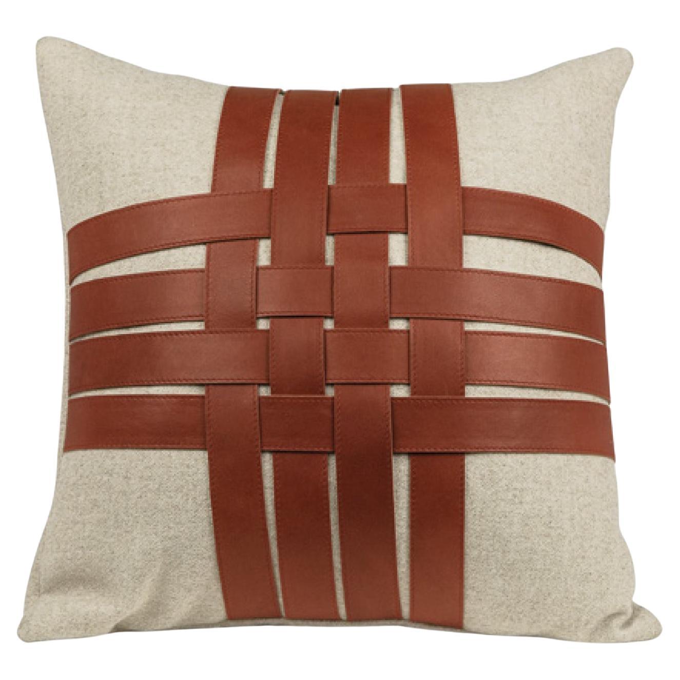 PAESANA - Coussin en cachemire - Brun caramel en vente