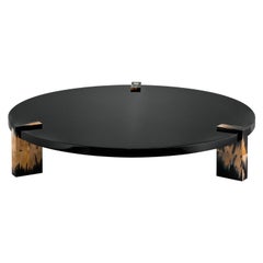 Paestum Coffee Table in Lacquered Wood with Legs in Corno Italiano, Mod. 1502