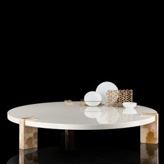 Paestum Coffee Table in Lacquered Black Wood & Dark Horn by Arcahorn