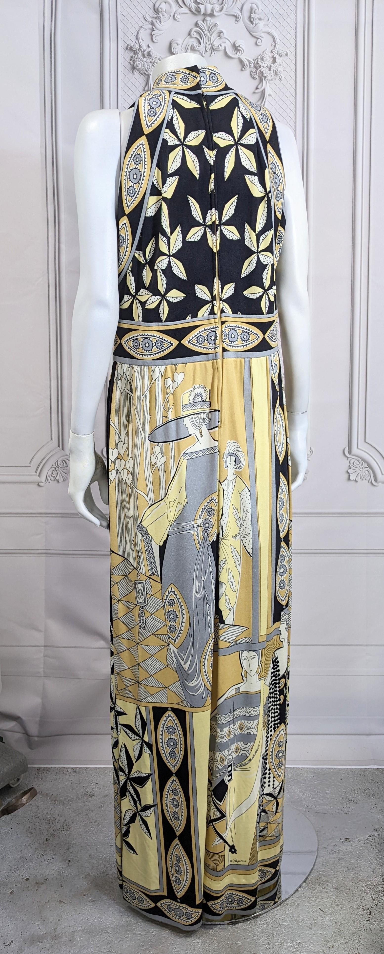 Paganne Art Deco Print Gown For Sale 1