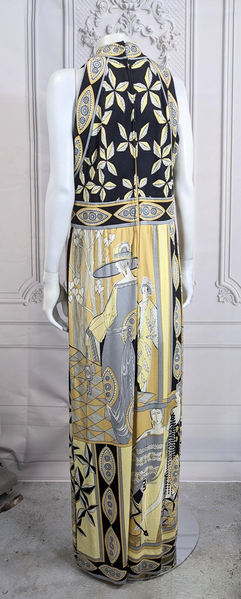 Paganne Art-Déco-Kleid mit Druck im Angebot bei 1stDibs