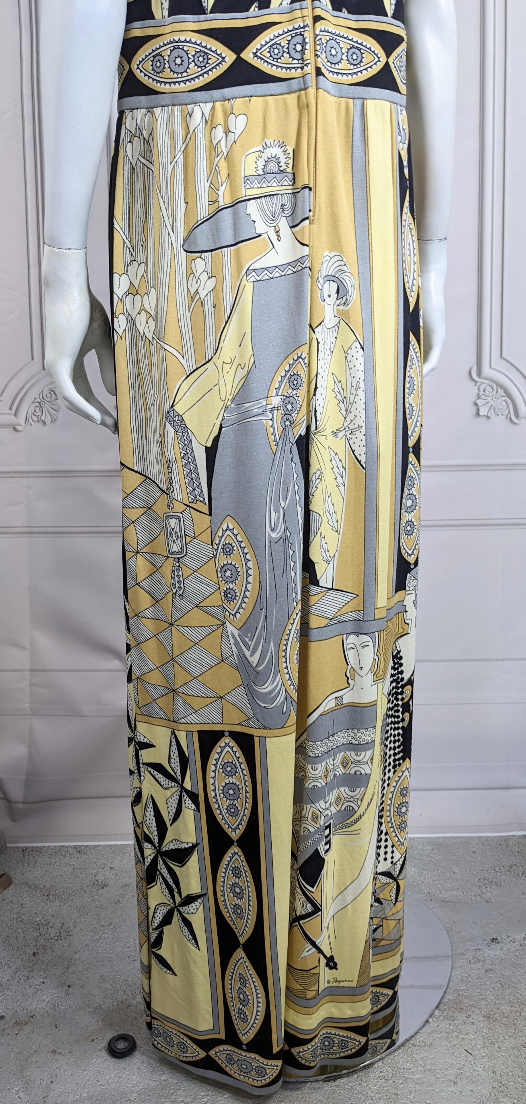 Paganne Art Deco Print Gown For Sale 3