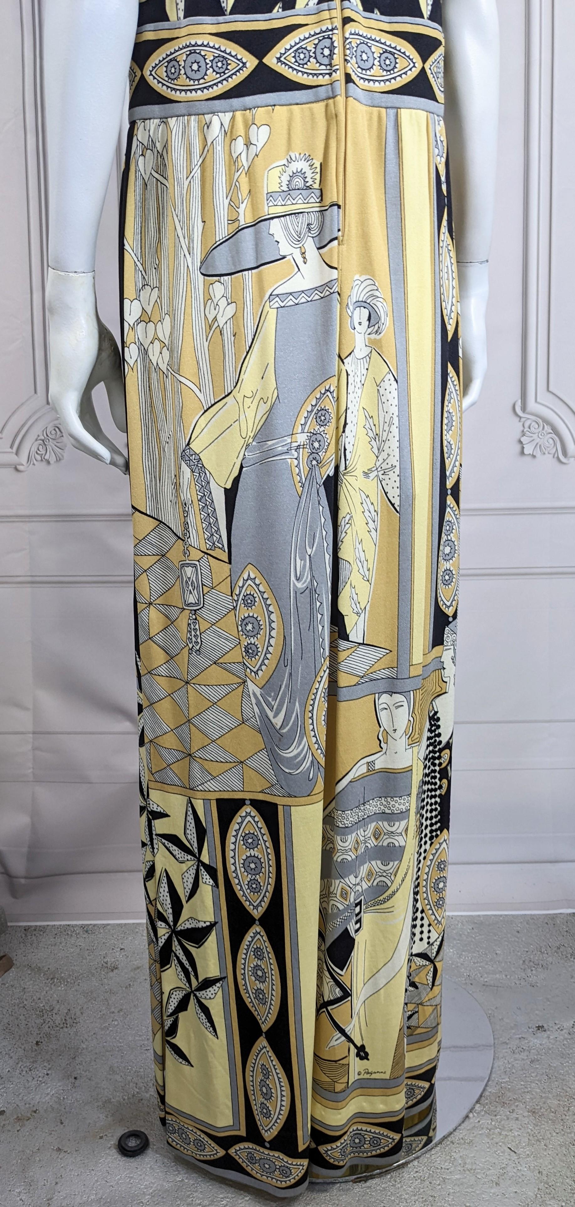 Abito Paganne con stampa Art Deco in vendita 3