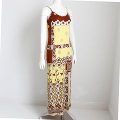 Paganne by Gene Berk Dress Long Maxi Column Sleeveless Mod Op Art Vintage 70s