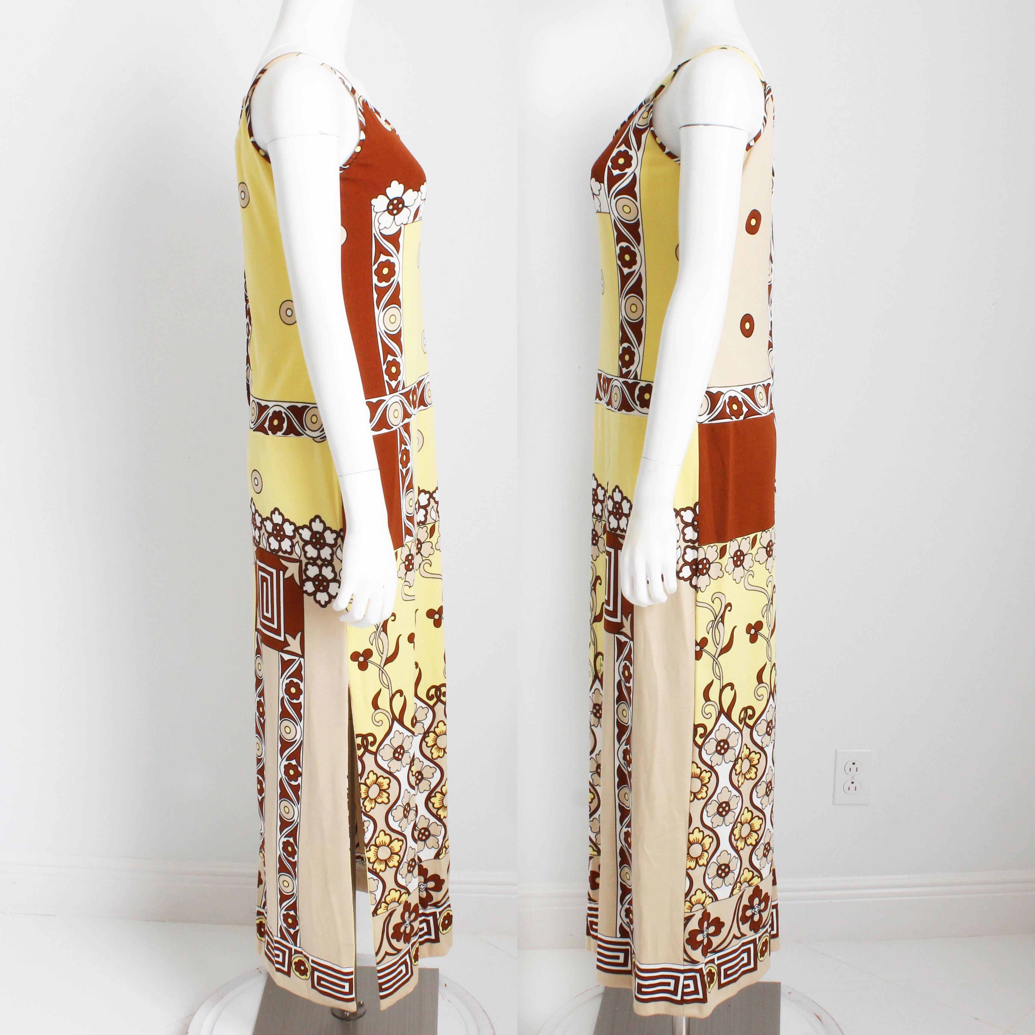 Paganne by Gene Berk Robe longue colonne longue sans manches Mod Op Art Vintage des années 70 en vente 1