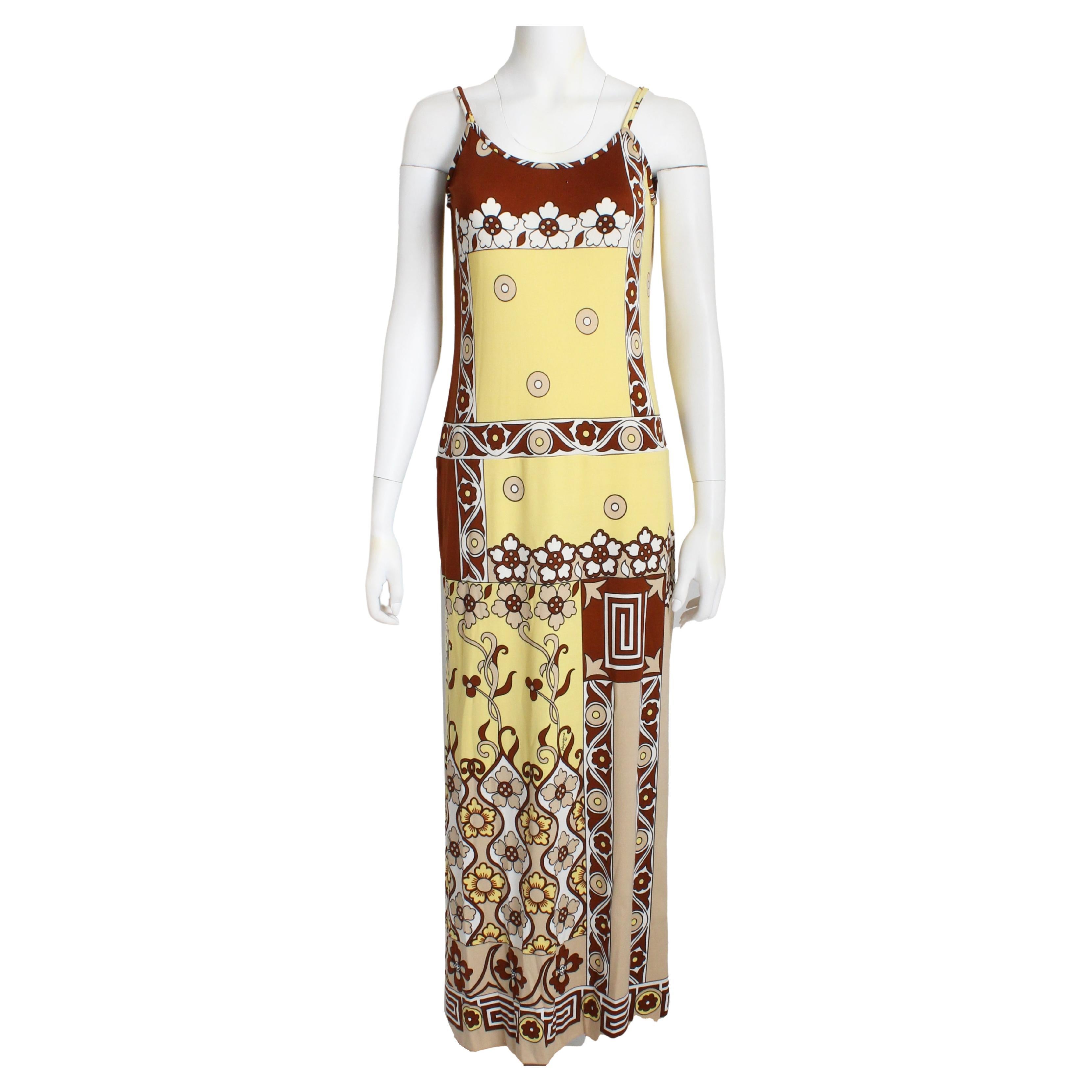 Paganne Dress by Gene Berk Long Maxi Column Sleeveless Mod Op Art Vintage 70s For Sale