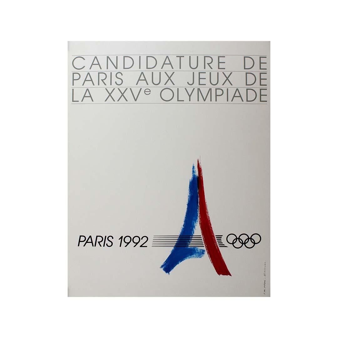In the late 1980s, Paris launched a compelling bid to host the 1992 Summer Olympics, a vision encapsulated in a striking poster designed by the talented duo Page & Mercier. This 1992 original poster, created to promote Paris's candidacy for the XXV
