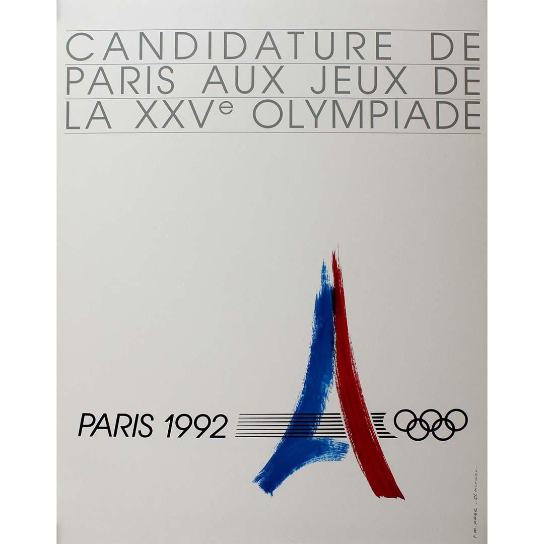 Original poster for the 1992 Summer Olympics bid by Paris - Print by Page & Mercier