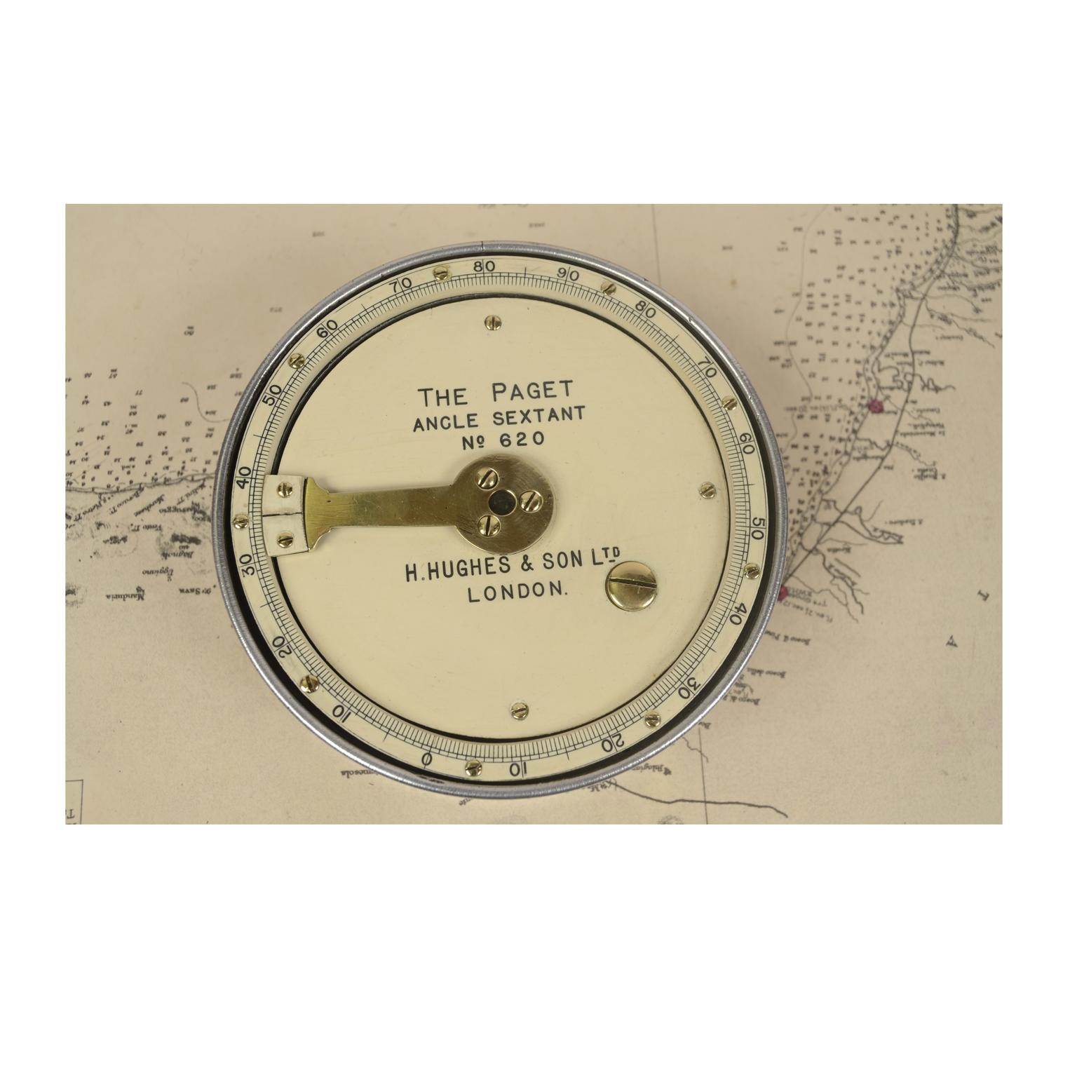1910 Paget Nautical Angular Sextant Mahogany Box Antique Marine Navigation Tool 4