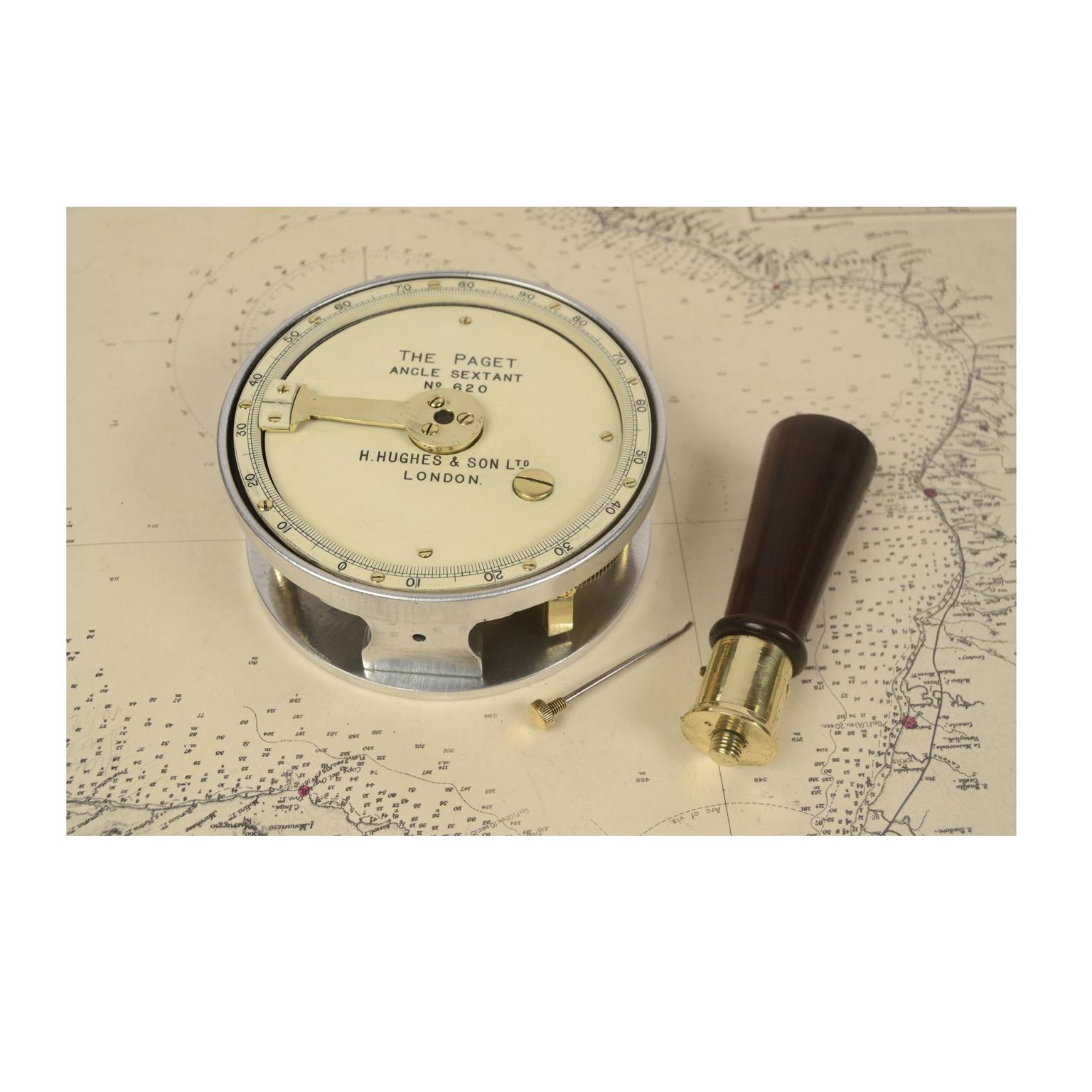British 1910 Paget Nautical Angular Sextant Mahogany Box Antique Marine Navigation Tool