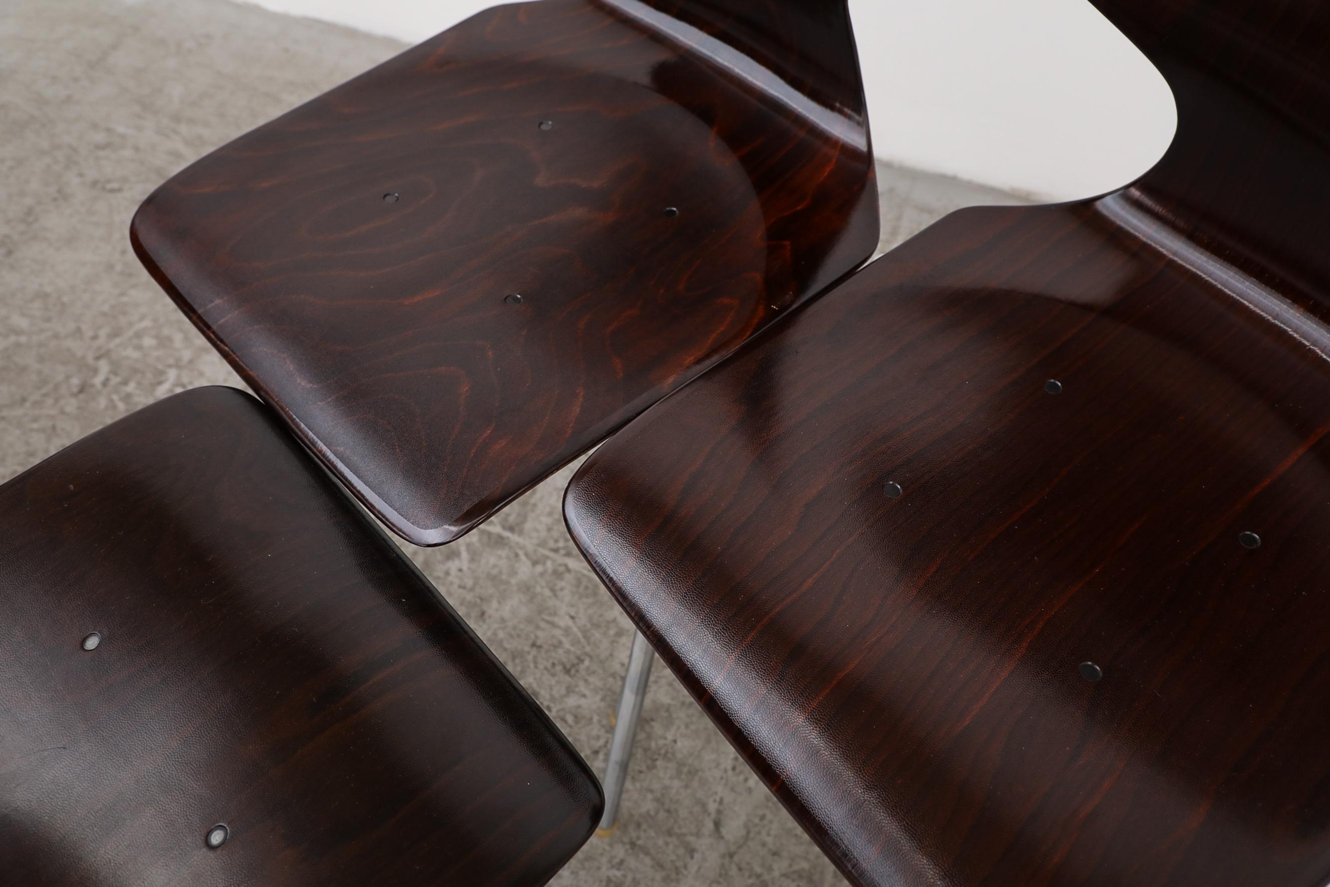 Pagholz Flötotto Dark Brown Wingback Stacking Chairs with Chrome Legs, 1970s 2