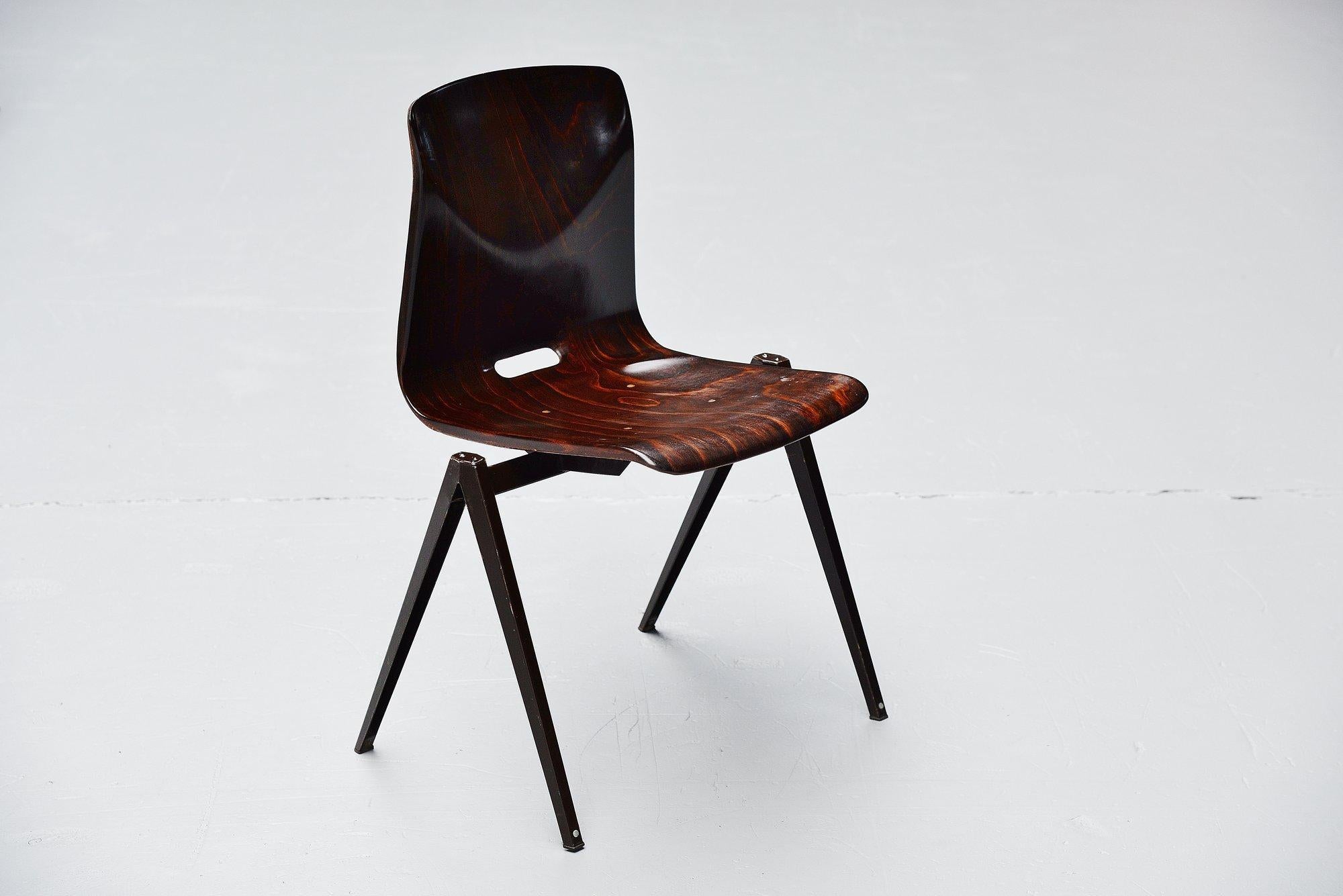 Late 20th Century Pagholz Industrial Stacking Chairs Brown, Germany, 1970