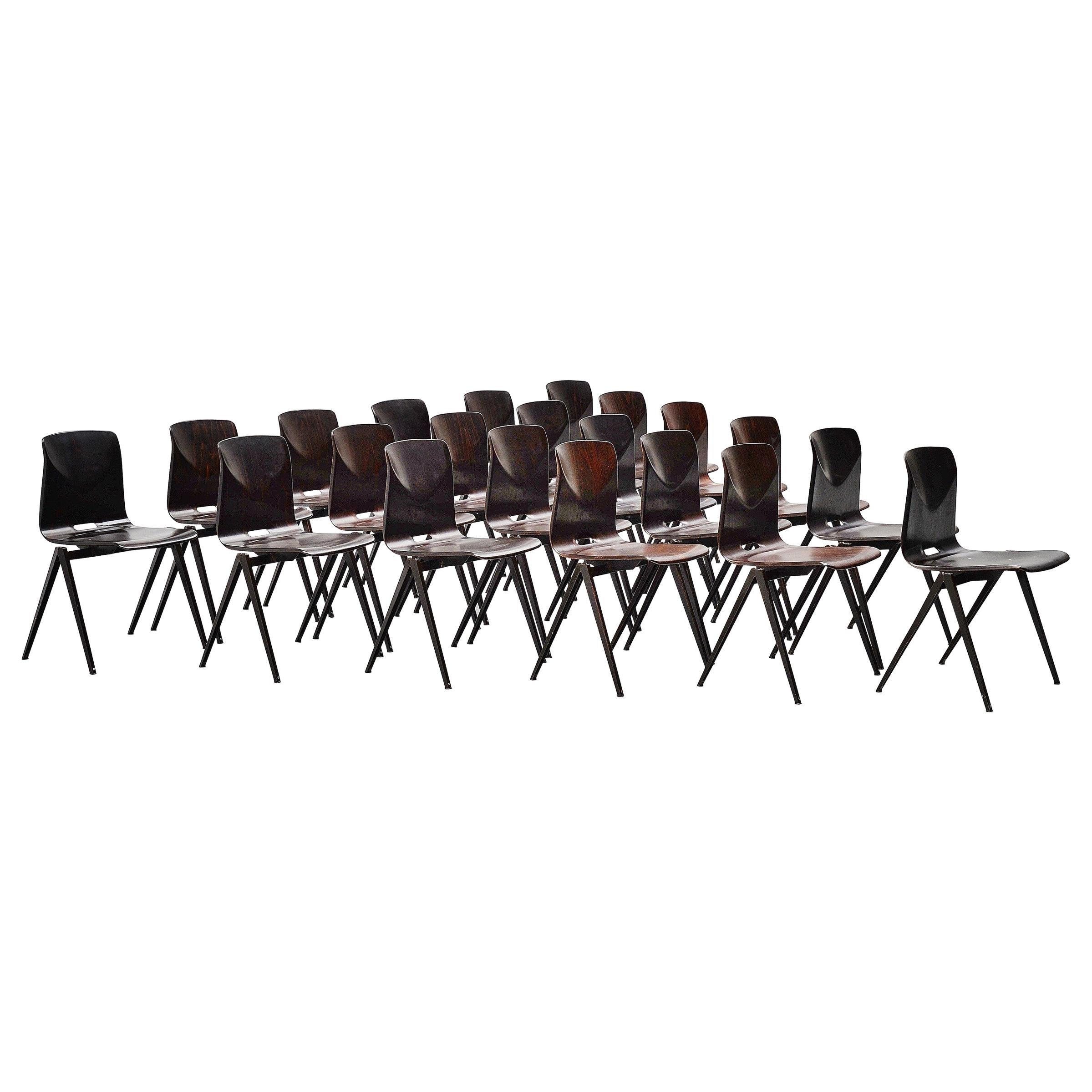 Pagholz Industrial Stacking Chairs Set of 22, Germany, 1970