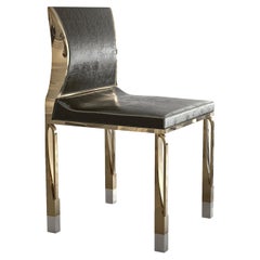 Chaisegina, ensemble de huit, bronze, cuir, détails en cuir tissé, Istanbul