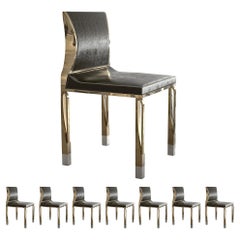 Sedia "Pagina", set di otto, bronzo, pelle, dettagli in pelle intrecciata, Istanbul