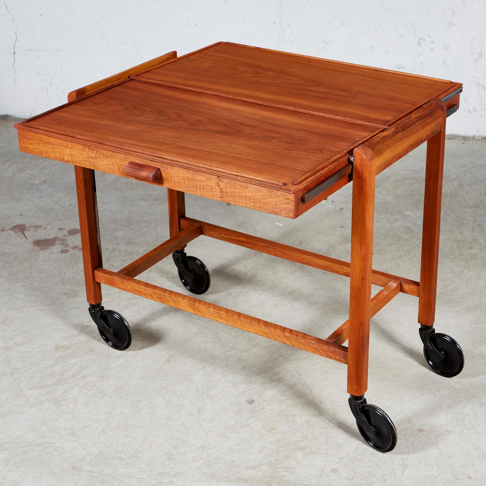 20th Century Pago Teak Expandable Rolling Cart, 1960s For Sale