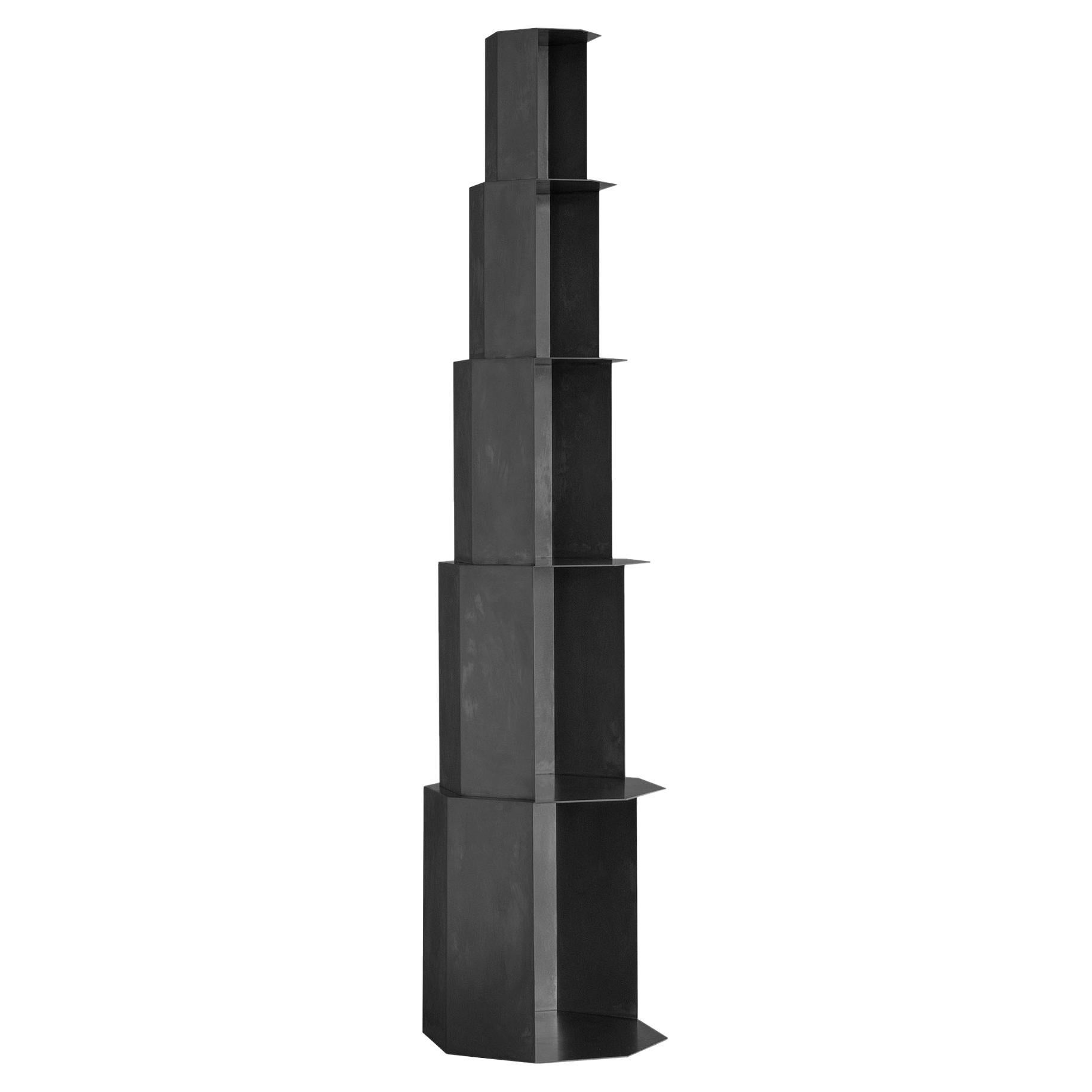 Pagoda #02, Sculptural Display Cabinets by Singchan Design Black Colour For Sale